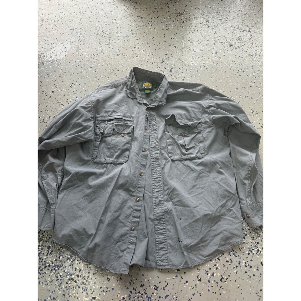 Cabela's Button Up Shirt Outdoor Workwear Pockets‎ Gray Large